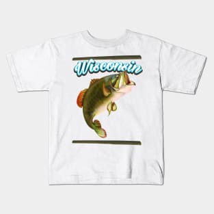 Wisconsin fishing poster Kids T-Shirt